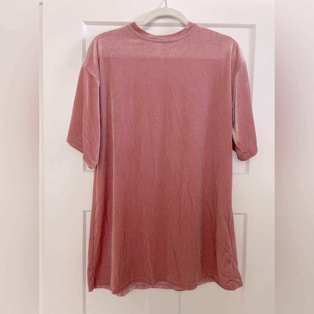 Top Shop Pink Velvet T-shirt Dress